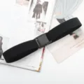Ceinture élastique noire en toile pour hommes et femmes, ceinture décontractée avec boucle - Noir