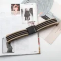 Cinturón de lona elástica, cinturón elástico ligero para hombres y mujeres, casual chic. - Marrón Beige