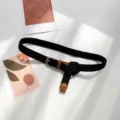 Ceinture en toile tissée noire pour femme élastique extensible rétro jeans ceinture décorative. - Noir