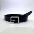 Ceinture en cuir PU motif croco noir avec boucle dorée carrée pour hommes et femmes. - Style Simple Sans Rivets / 100cm / Rayé Noir