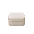 Mini boîte à bijoux en velours trousse voyage zippée rangement bague collier beige - Boîte de Rangement Miroir Carrée (G96) / Blanc Cassé