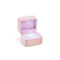 Boîte à bague LED en velours rose carré, écrin de bijoux avec lumière pour mariage. - Bague Unique / Rose