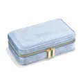 Boîte de rangement pour bijoux en velours bleu clair avec fermeture éclair dorée. - Bleu clair