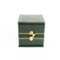 Vintage dunkelgrüne PU Leder Ringbox mit Goldrand und Schloss für Schmuck Verpackung Variante. - Viereckige Retro Ringbox / Grün