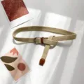 Ceinture élastique en toile tissée pour femme rétro décontracté jean décoratif - Beige