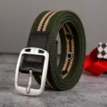 Ceinture en toile pour homme style décontracté rayée résistante pour jean vert élégant - Rayures Vertes