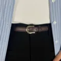 Ceinture en cuir fin rétro simple pour femme ceinture taille mode décontractée pour jean polyvalent - 306 [style élégant] marron foncé