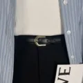 Ceinture fine et minimaliste en cuir noir pour femme avec boucle métallique dorée chic - 306 [style élégant] noir