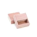 Rosa Samt Ringbox, quadratischer Schmuck-Organizer für Ohrringe und kleine Accessoires. - Rosa