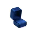 Blue velvet ring box, square jewelry packaging box for proposal and engagement presentation - Single Ring Style / Dark Blue