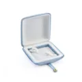 Light blue velvet jewelry box with white lining and snap closure for rings and earrings. - S269 Arc Bracelet Box / Light Blue