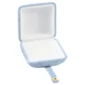 Light blue velvet ring box with white interior lining and secure gold-toned metal snap. - S271-1 Double Ring Box / Light Blue
