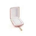 Pink velvet jewelry box for rings earrings and pendants with secure snap button closure. - S268-1 Double Ring Box / Pink