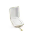 Champagne velvet ring box with white interior lining and snap button closure for jewelry storage. - S268-1 Double Ring Box / Champagne