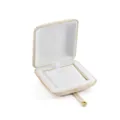 Beige velvet jewelry box for rings and earrings, elegant display case with snap closure. - S271 Necklace Box / Champagne Beige