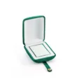 Elegant green velvet jewelry box with white lining and snap closure for rings and gifts. - S268-1 Double Ring Box / Green