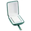 Green velvet jewelry box with white interior lining, elegant ring storage case packaging. - S268-1 Triple Ring Box / Green
