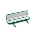 Green velvet long jewelry box for bracelets and necklaces with secure snap button closure display. - S270 Necklace Box / Green