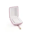 Pink velvet ring box, soft display case for jewelry storage, elegant gift packaging. - S268-1 Double Ring Box / Pink