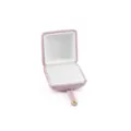 Pink velvet ring box for jewelry display, soft interior lining with snap closure design. - S271-1 Single Ring Box / Pink