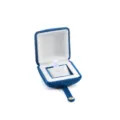 Blue velvet jewelry box with white lining and snap button for rings and earrings display - S269-1 Necklace Box / Blue