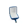 Blue velvet jewelry box for rings earrings with white inner lining and gold snap button. - S271-1 Single Ring Box / Blue
