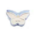 Boîte à bijoux papillon en velours bleu, élégant organisateur de bagues et colliers variante. - Bleu clair
