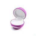 Runde Samt Ringbox, lila Aufbewahrungsbox fuer Antrag, elegante Schmuckpraesentation. - Lila
