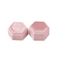 Scatola per anelli esagonale in velluto rosa portagioie stile doppio per proposta di matrimonio - Scatola per Anelli Media Esagonale (G118)