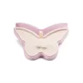 Pink butterfly velvet jewelry box, cute ring and necklace storage organizer for women gift. - Pink