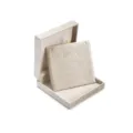 Beige velvet necklace display box with matching pendant insert, elegant square packaging case. - Square Flip Top Necklace Box (G96) / Beige