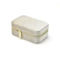 Boîte à bijoux portable en velours avec fermeture éclair dorée, étui de voyage compact. - Gris clair