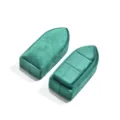 Elegant green velvet bullet ring box with dual slots for wedding engagement and jewelry storage. - Bullet Ring Box (G116) / Verdant
