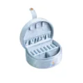 Boîte à bijoux de voyage en velours bleu clair étui de rangement collier bague portable SKU - Bleu clair