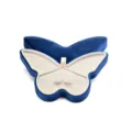 Blue velvet butterfly jewelry box ring necklace organizer storage gift display case - Dark Blue