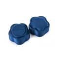 Dunkelblaue Samt Ringbox, elegantes blumenfoermiges Schmuckverpackungsetui fuer Antrag. - Fünfblättrige Blume Ringbox / Dunkelblau