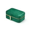 Boîte à bijoux portable en velours vert avec fermeture éclair dorée pour bagues et accessoires. - Vert