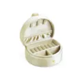Boîte à bijoux ronde en velours champagne, organiseur de bague de voyage portable - Champagne