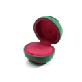 Gruene und rosa samtige kugelform ringbox, tragbare einzelring etui fuer verlobung. - Grün Pink