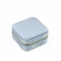 Petite boîte à bijoux en velours, organiseur carré portable pour bagues colliers, bleu clair - Boîte de Rangement Miroir Carrée (G80) / Bleu clair