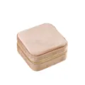 Petite boîte à bijoux carrée portable en velours avec fermeture éclair dorée variante. - Boîte de Rangement Miroir Carrée (G86) / Gris