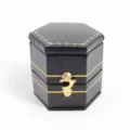 Boîte à bague vintage hexagonale en cuir PU boîte d'emballage de bijoux vitrine etui - Boîte à Bague Rétro Hexagonale / Bleu