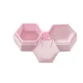 Pink velvet hexagonal necklace box portable travel jewelry storage organizer variant display case - Pink