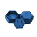 Dark blue hexagonal velvet jewelry box, stylish portable storage case for rings and necklaces. - Dark Blue (G119)