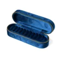 Blauw fluwelen reis ringdoosje met rits, handige draagbare sieradenorganizer voor ringen. - Blauw