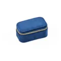 Portable blue velvet jewelry box small travel organizer case for rings earrings necklace gift - Blue