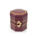Vintage sechseckige Ringbox rote PU Leder Schmuck Verpackung Etui mit Goldrand Anzeige. - Gleichseitige Achteckige Retro Ringbox / Rot