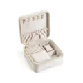 Tragbare beige Samt Schmuckschatulle mit praktischen Fächern für Ringe und Ketten neu! - Beige