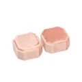 Jolie boîte à bague octogonale en velours rose avec fentes doubles pour fiançailles. - Boîte à Bague Octogonale (Bague Unique) / Rose (G86)