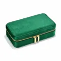 Boîte à bijoux en velours vert, organisateur de bague de voyage portable avec zips dorés. - Vert